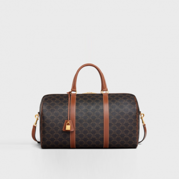 셀린느 미디움 트래블백 트리옹프 캔버스 카프스킨 탄