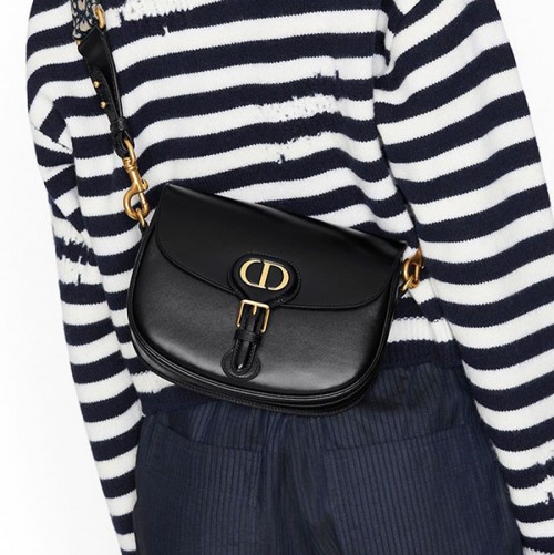 디올 바비 이스트 웨스트백 박스 카프스킨 블랙 골드