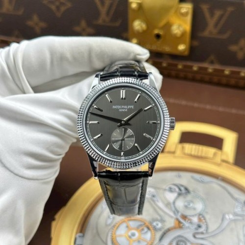 파텍필립 칼라트라바 -Patek Philippe Calatrava 6119 Gray Dial Leather Strap 39mm
