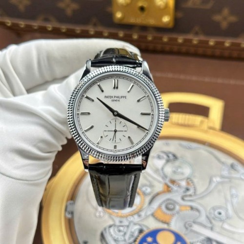 파텍필립 칼라트라바 -Patek Philippe Calatrava 6119 White Dial Leather Strap 39mm