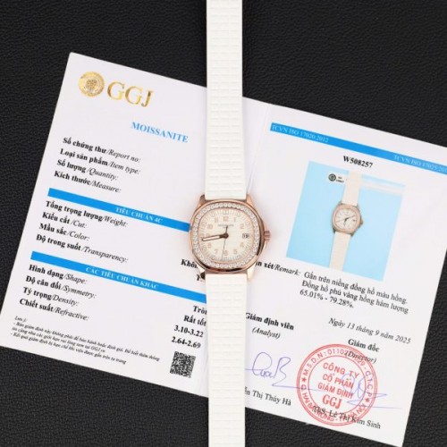 파텍필립 아쿠아넛 - Patek Philippe Aquanaut 5067 White Dial Bezel Moissanite Case 18K Gold Wrapped 35.2mm