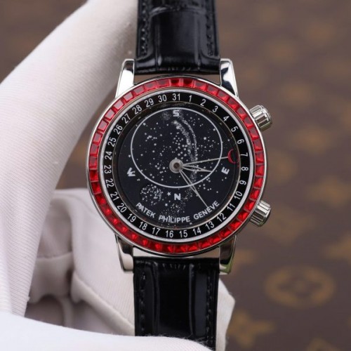 파텍필립 그랜드 컴플리케이션 - Patek Philippe Grand Complications 6104G Black Dial Bezel Stone Red 40mm