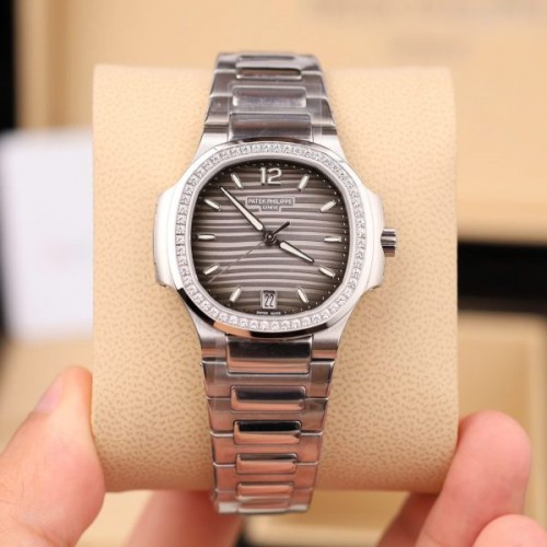 파텍필립 노틸러스 - Patek Philippe Nautilus 7118 Gray Dial Bezel Stone 35.2mm