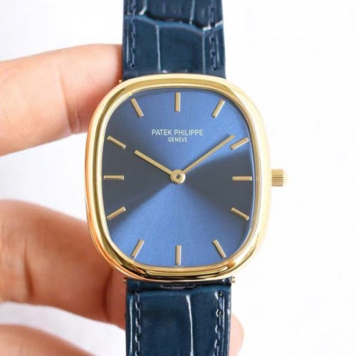 파텍필립 골든엘립스 - Patek Philippe Ellipse 5738R Blue Dial Leather Strap 34x39mm