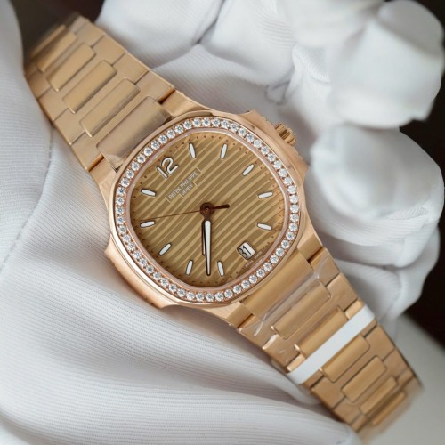 파텍필립 노틸러스 - Patek Philippe Nautilus 7118 Women Gold Wrapped + Diamonds Moissanite 3K 35.2mm
