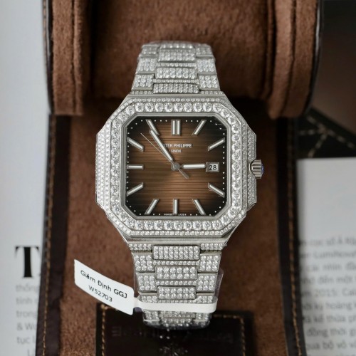 파텍필립 큐비투스 - Patek Philippe Cubitus 5821 Dial Brown Full Diamonds Moissanite 45mm