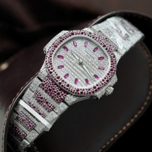 파텍필립 노틸러스 - Patek Philippe Nautilus Haute Joaillerie 7118 Full Moissanite Diamonds 35.2mm