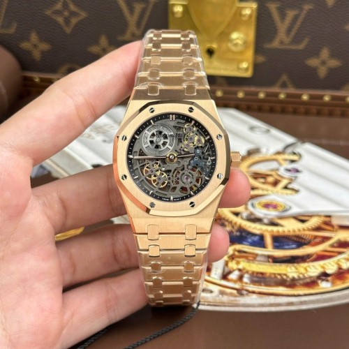 오데마피게 로얄 오크 - Audemars Piguet Royal Oak Jumbo Extra-thin Openworked 16204 Skeleton Dial Rose Gold 39mm