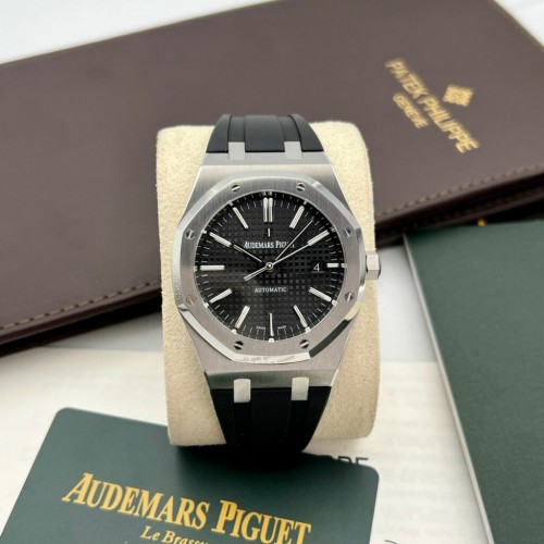 오데마피게 로얄 오크 - Audemars Piguet Royal Oak 15400ST Black Dial Rubber Strap 41mm