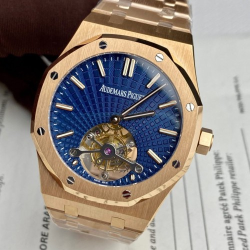 오데마피게 로얄 오크 - Audemars Piguet Royal Oak Tourbillon Rose Gold 26522OR Dial Blue 41mm