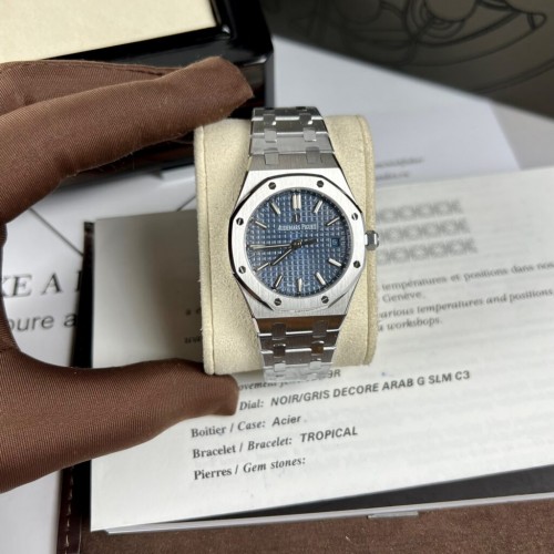 오데마피게 로얄 오크 - Audemars Piguet Royal Oak Blue Dial Metal Wire 34mm