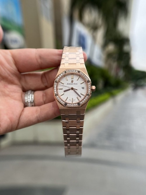 오데마피게 로얄 오크 - Audemars Piguet Royal Oak Rose Gold White Dial 34mm