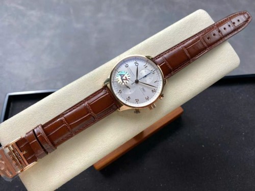 아이더블유씨 포르투기저 - IWC Schaffhausen IW371611 White Dial Leather Strap 41mm