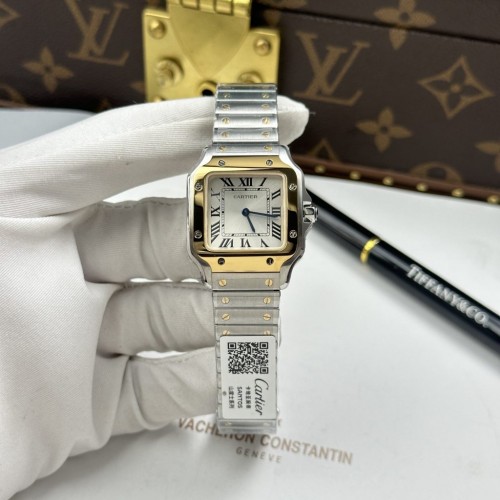 까르띠에 산토스 - Cartier De Santos Small White Dial Case Yellow 27×34.5mm