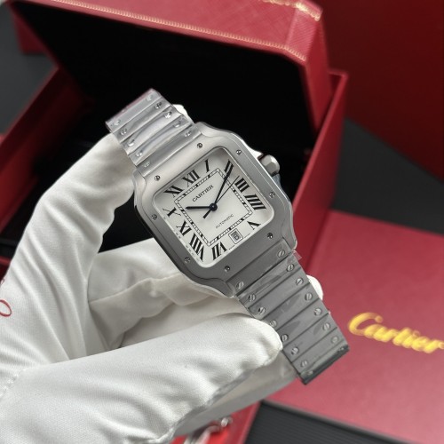 까르띠에 산토스 - Cartier Santos White Dial Case Titanium 39.8mm