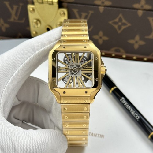 까르띠에 산토스 - Cartier Santos Skeleton Dial Manual Winding Movement 39.8mm