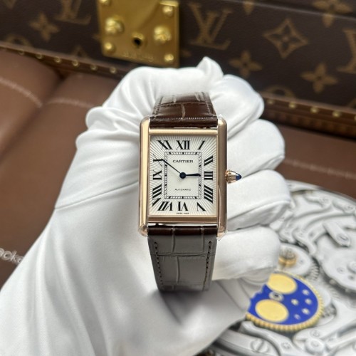 까르띠에 탱크 - Cartier Tank Louis White Dial Case Rose Gold 27.8×38.1mm