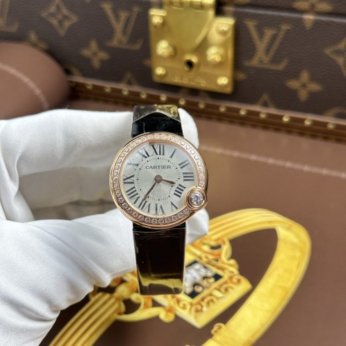 까르띠에 발롱블루 - Cartier Ballon Blanc Women Gray Dial Bezel Stone 30mm