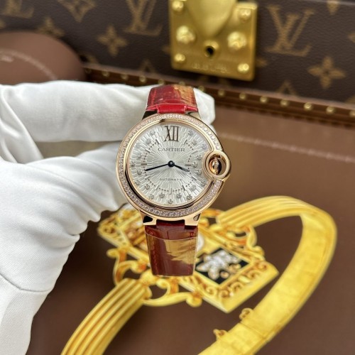 까르띠에 발롱블루 - Cartier Ballon Bleu De Cartier WJBB0033 Women Leather Strap 33mm