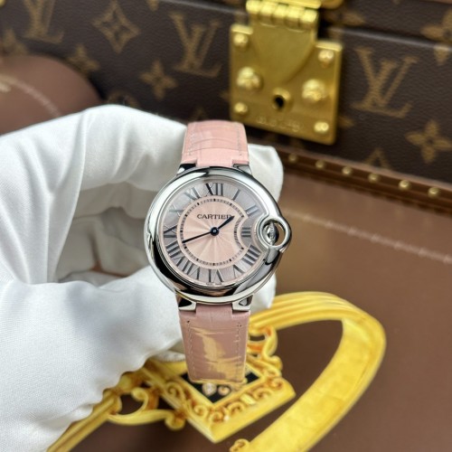 까르띠에 발롱블루 - Cartier Ballon Bleu Pink Women Movement Quartz 33mm