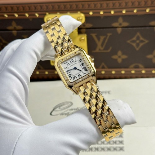 까르띠에 팬더 - Cartier Panthere Yellow White Dial Metal Wire 27x36mm