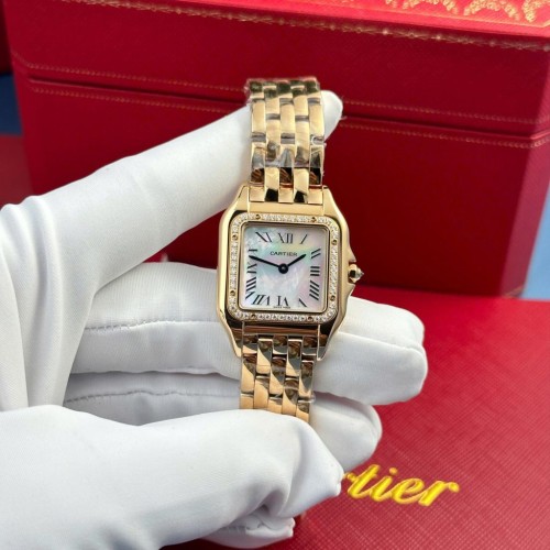 까르띠에 팬더 - Cartier Panthere Rose Gold Mother Of Pearl Dial 27x36mm