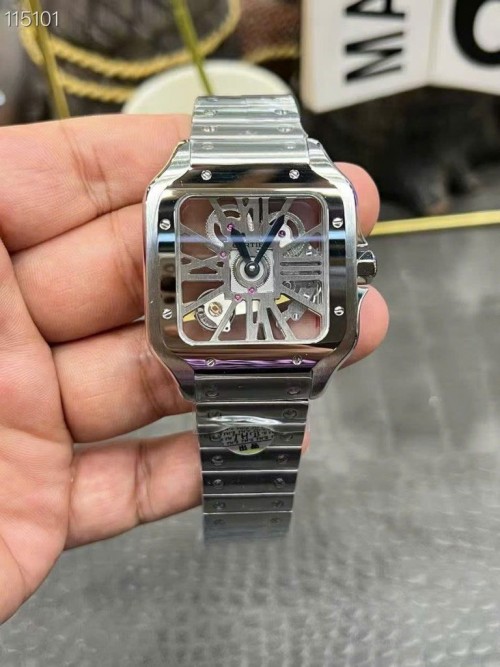 까르띠에 산토스 - Cartier Santos CRWHSA0015 Skeleton Dial Metal Wire 39.8mm