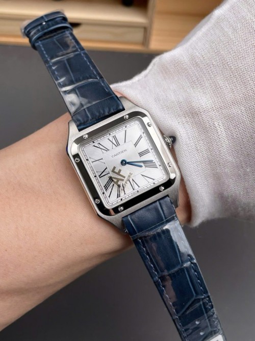 까르띠에 산토스 - Cartier Santos Dumont WSSA0022 Men Leather Strap Black 43.5mm
