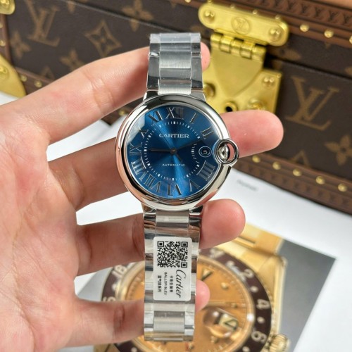 까르띠에 발롱블루 - Cartier Ballon Bleu Blue Dial Metal Wire 40mm