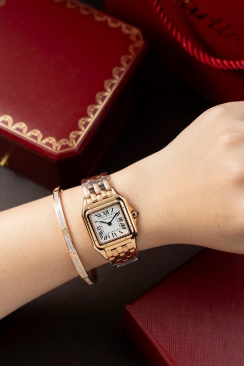 까르띠에 팬더 - Cartier Panthere W2PN0007 White Dial Rose Gold 27x37mm