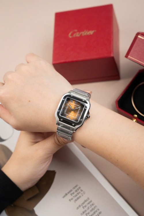 까르띠에 산토스 - Cartier Santos WSA0065 Women Dial Brown 35mm