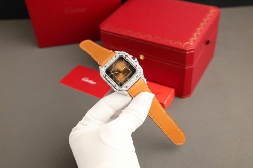 까르띠에 산토스 - Cartier Santos Dial Brown Diamonds Moissanite 39.8mm