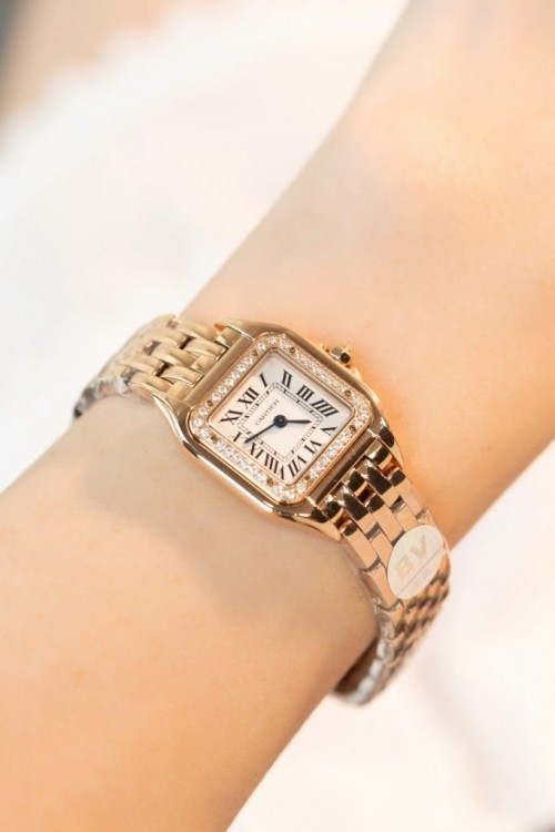 까르띠에 팬더 - Cartier Panthere Rose Gold With Diamond Bezel 22mm