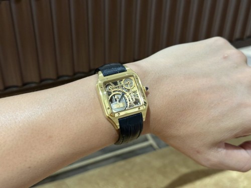 까르띠에 산토스 - Cartier Santos WHSA0031 Quartz Leather Strap 31x43mm