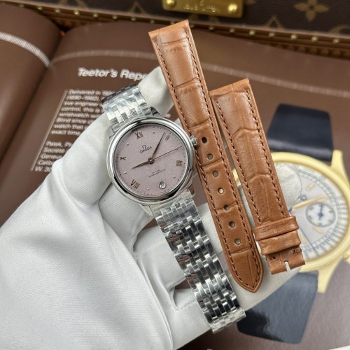 오메가 드빌 - Omega De Ville Prestige Sandblasted Pink Dial Automatic Movement 34mm