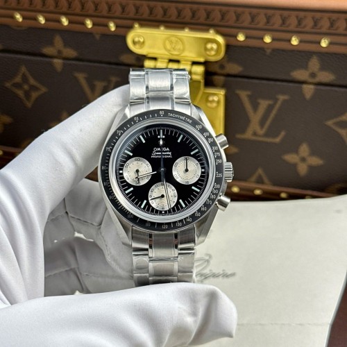 오메가 스피드 마스터 - Omega Speedmaster Moonwatch Chronograph Black Dial Metal Wire 42mm