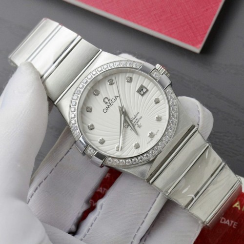 오메가 컨스텔레이션 - Omega Constellation Co-Axial White Dial Metal Strap 38mm