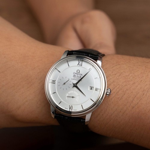 오메가 드빌 - Omega De Ville Prestige Power Reserve White Dial Leather Strap 39.5mm
