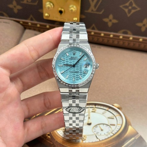 로렉스 랜드 드웰러 - Rolex Land-Dweller 127236 Ice Blue Dial Honeycomb Pattern Bezel Diamonds Baguette36mm