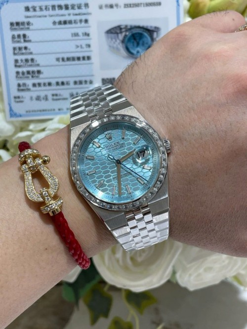 로렉스 랜드 드웰러 - Rolex Land-Dweller 127286TBR 18K Gold Wrapped + Moissanite Diamonds Baguette 40mm