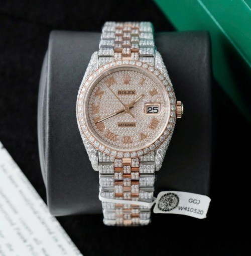 로렉스 데이져스트 - Rolex DateJust 18K Gold Warapped + Full Moissanite Diamonds 36mm