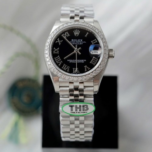 로렉스 데이져스트 - Rolex DateJust Black Dial Bezel Moissanite Diamonds 31mm