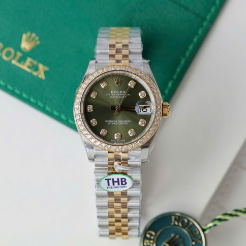 로렉스 데이져스트 - Rolex DateJust Green Dial Bezel Diamonds 31mm