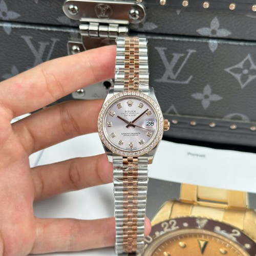 로렉스 데이져스트 - Rolex DateJust Women Demi Rose Gold Sundust Dial 31mm