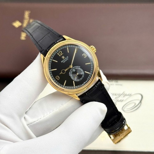 로렉스 오이스터 퍼펙츄얼 - Rolex Oyster Perpetual 1908 Yellow Black Dial Leather Strap 39mm