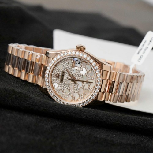 로렉스 데이져스트 - Rolex DateJust Butterfly Dial Rose Gold Wrapped 18K + Diamonds Moissanite 31mm