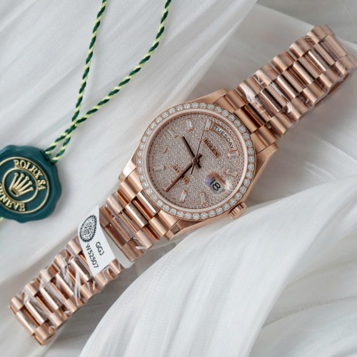 로렉스 데이데이트 - Rolex Day-Date 18K Rose Gold Wrapped + Moissanite Diamonds 36mm