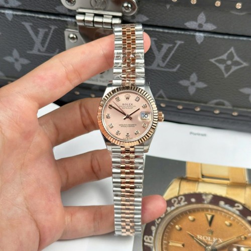 로렉스 데이져스트 - Rolex DateJust Women Demi Rose Gold Pink Dial 31mm