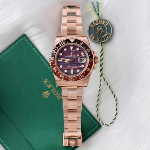 로렉스 지엠티 마스터 - Rolex GMT-Master II 126715CHNR Rose Gold Tiger Eye Stone Dial 40mm