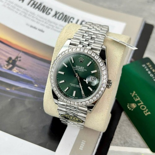 로렉스 데이져스트 - Rolex DateJust Green Dial Moissanite Diamonds 41mm